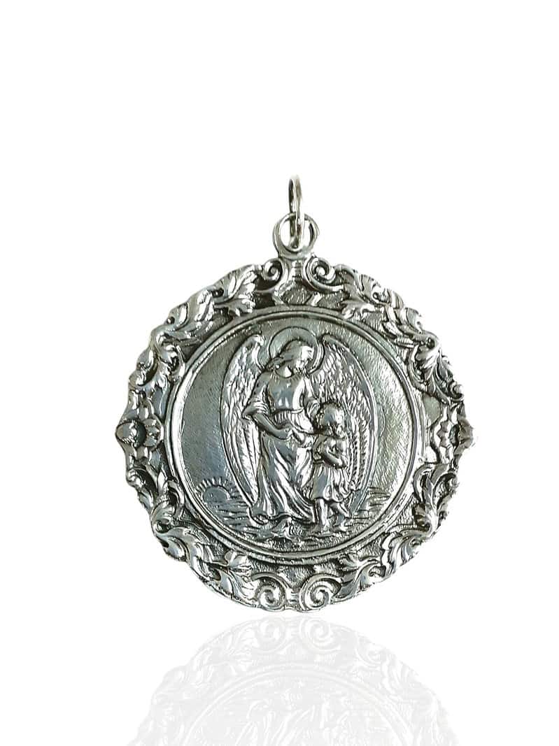 Medalla de cuna ángel pequeña. Plata