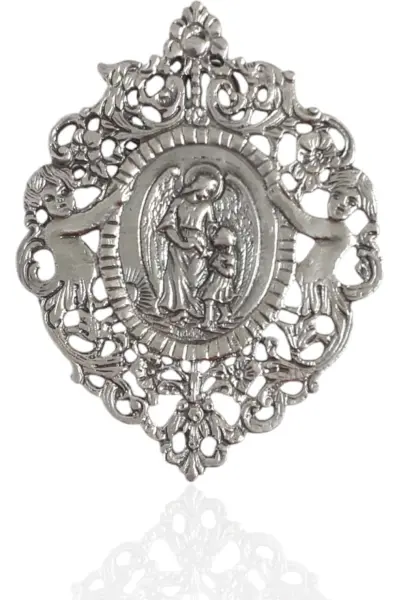 Medalla de cuna ángel de la guarda grande. Plata