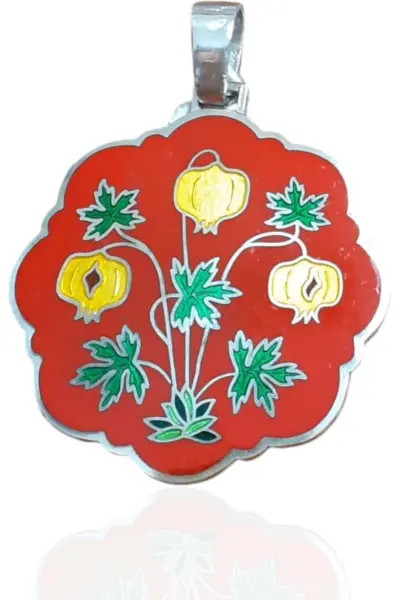 Colgante esmalte redondo lobulado.