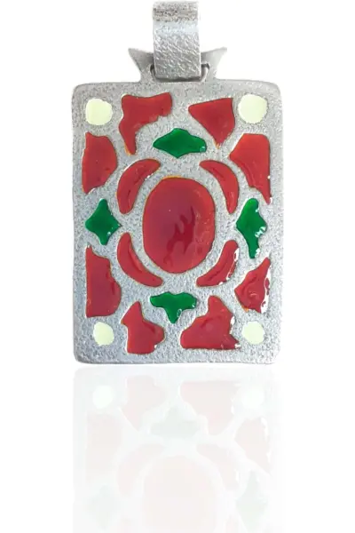 Colgante de Plata y Esmalte . Orfebrería Visigoda. Mod. Rosetón con Conchas