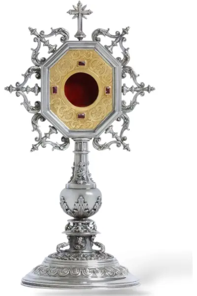 Relicario Renacimiento en Plata de Ley, Interior con Baño de Oro y Rubíes