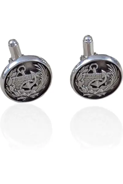 Gemelos escudo Caminos Canales y Puertos. Plata