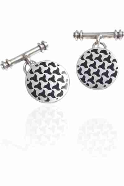 Gemelos plata y esmalte redondo modelo arrayán