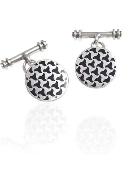 Gemelos plata y esmalte redondo modelo arrayán