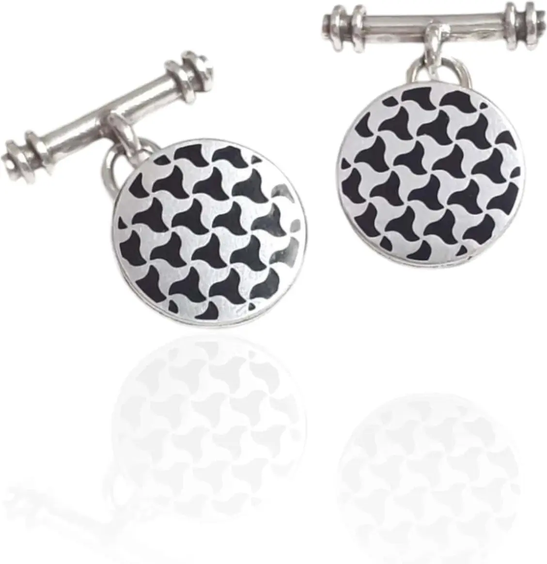 Gemelos plata y esmalte redondo modelo arrayán