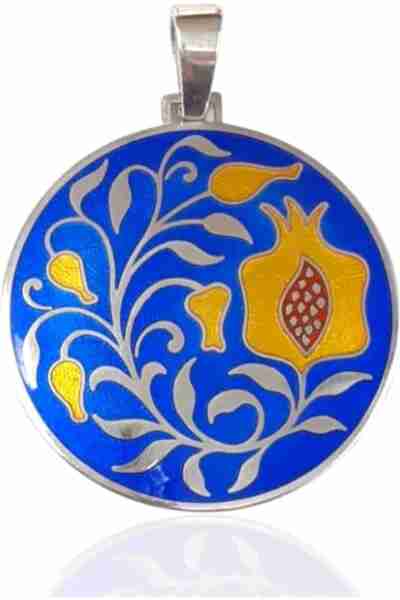 Colgante esmalte redondo granada con Hojas