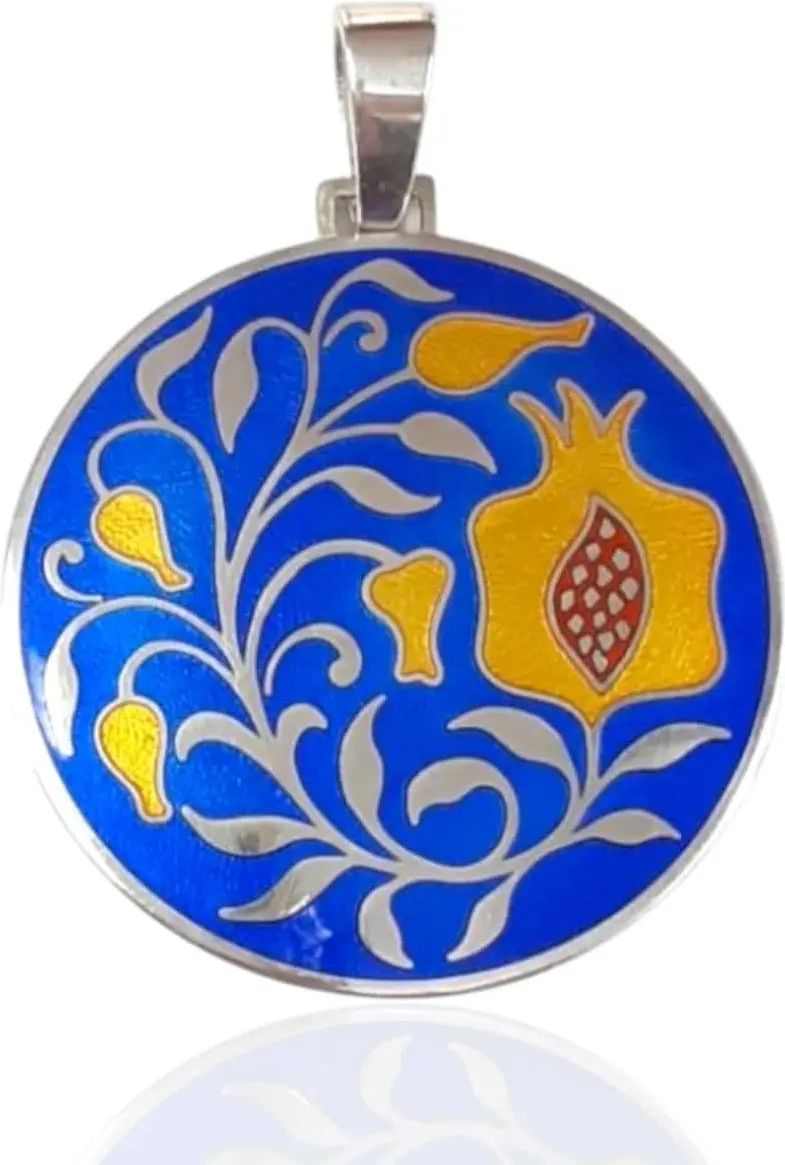 Colgante esmalte redondo granada con Hojas