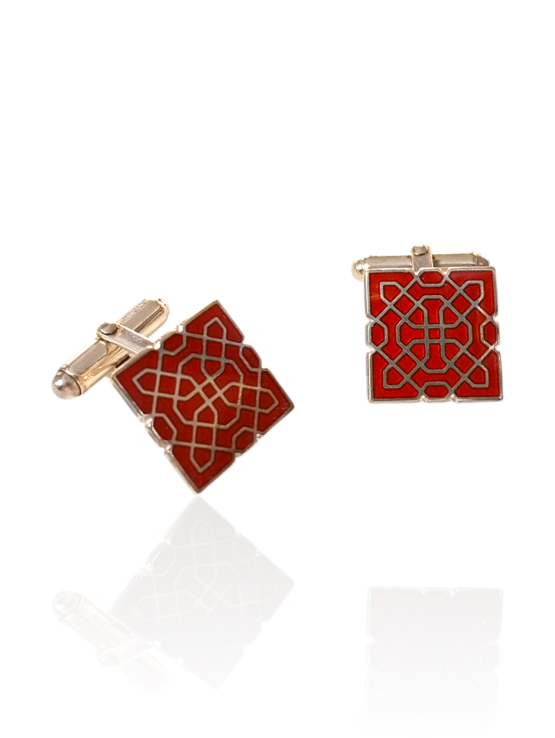 gemelos plata y esmalte a fuego. mº celosía alhambra.