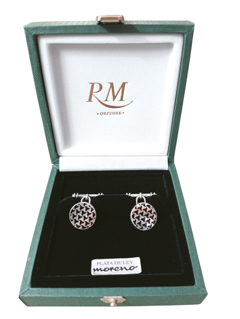 gemelos plata y esmalte redondo modelo arrayán