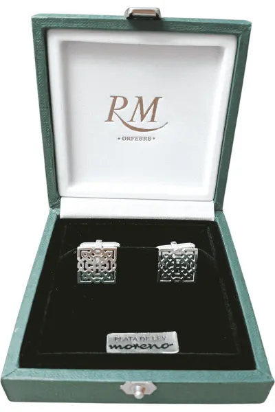 gemelos celosía en plata calados.