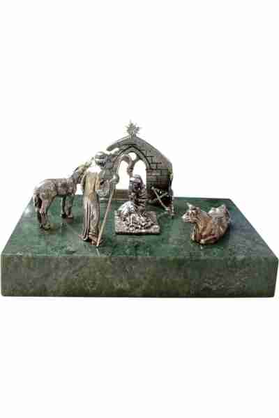 belen en miniatura. plata de ley.