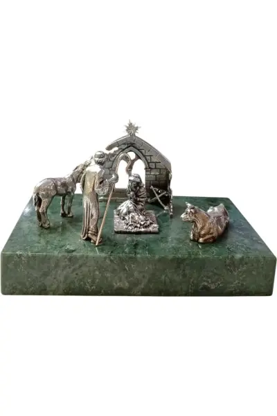 belen en miniatura. plata de ley.