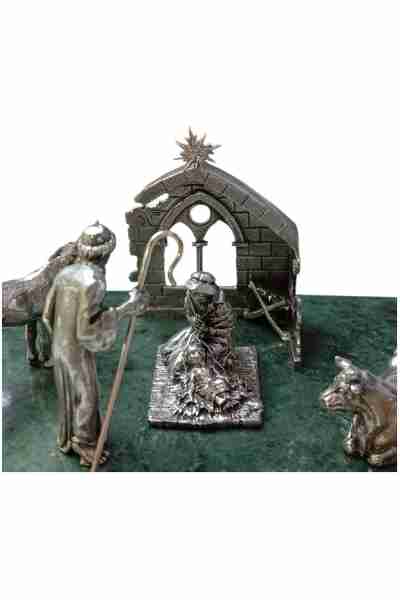 belen en miniatura. plata de ley.