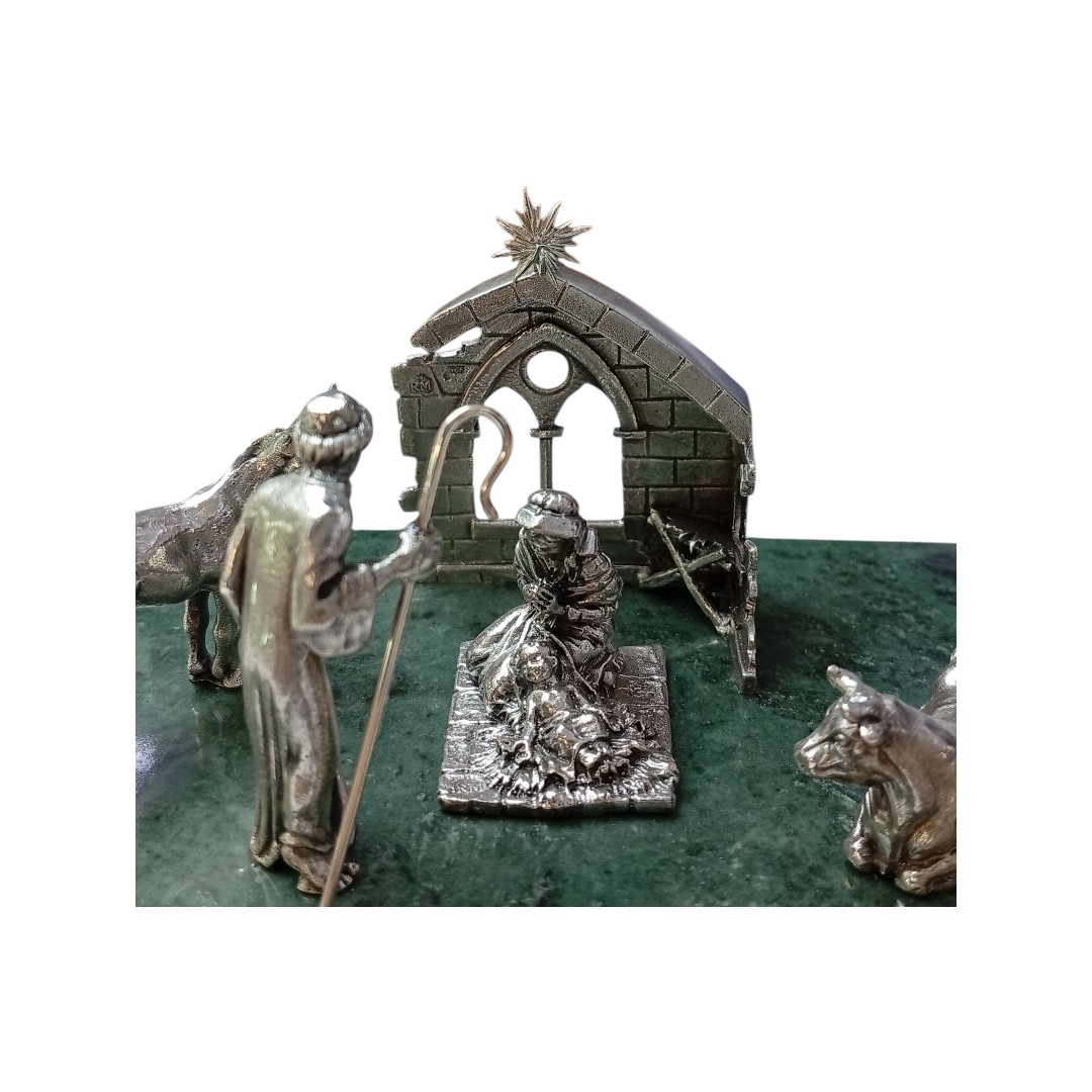 belen en miniatura. plata de ley.