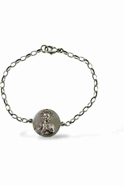 Pulsera escapulario pequeña. Virgen del Carmen y Sagrado Corazón.