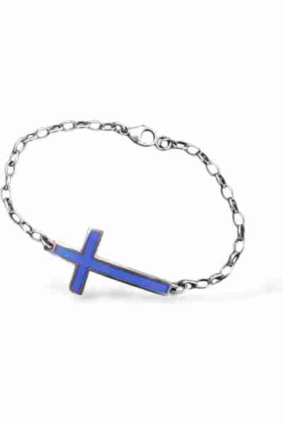 Pulsera con cruz de esmalte.