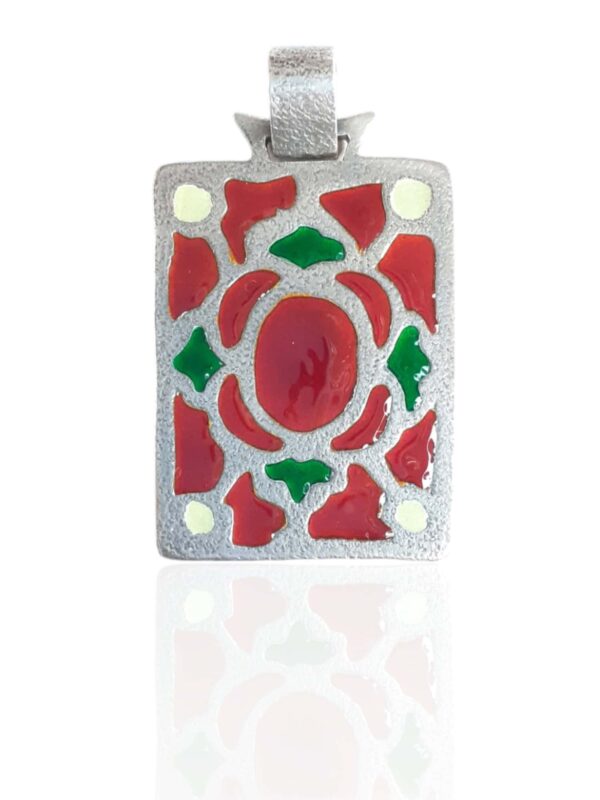 Colgante de Plata y Esmalte . Orfebrería Visigoda. Mod. Rosetón con Conchas