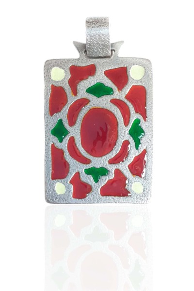 Colgante de Plata y Esmalte . Orfebrería Visigoda. Mod. Rosetón con Conchas