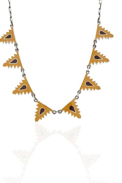 Gargantilla Esmalte Almenas 8 Piezas en Plata y Esmalte