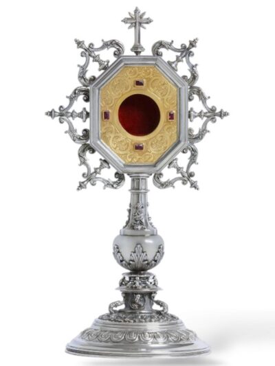 Relicario Renacimiento en Plata de Ley, Interior con Baño de Oro y Rubíes