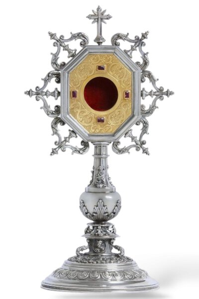 Relicario Renacimiento en Plata de Ley, Interior con Baño de Oro y Rubíes