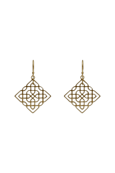 pendientes celosía en plata de ley dorada.