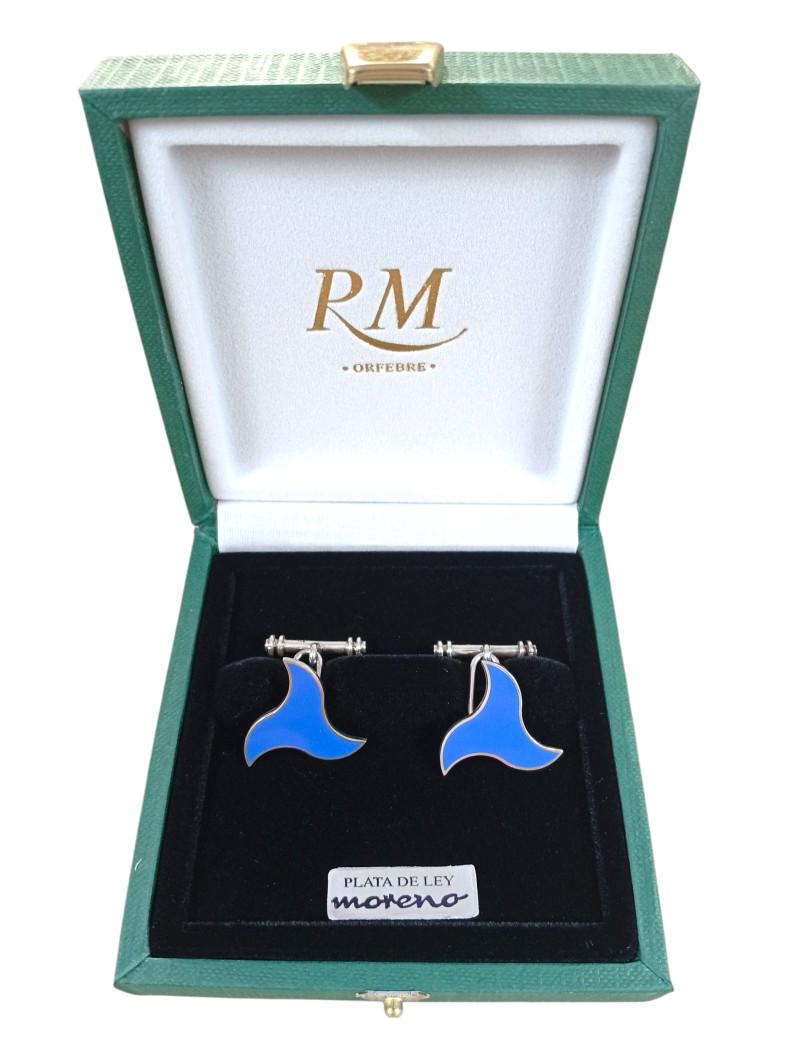 gemelos plata y esmalte. mº arrayán