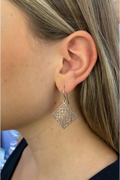pendientes celosía en plata de ley.