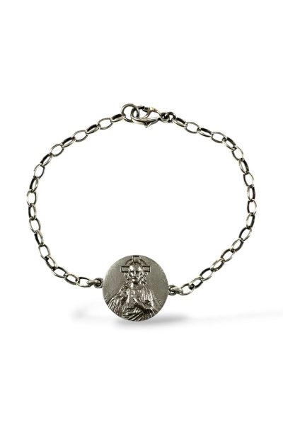 Pulsera escapulario pequeña. Virgen del Carmen y Sagrado Corazón.