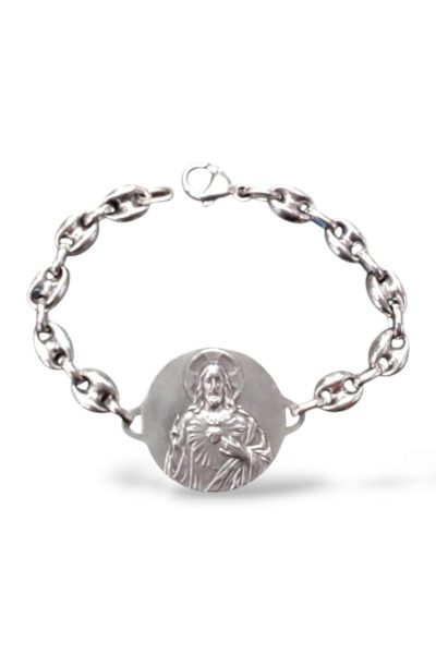 pulsera escapulario plata con medalla sagrado corazón de jesús joyeria-plata-granada
