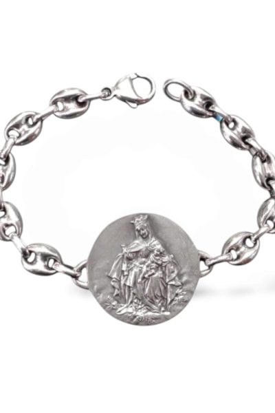 Pulsera Escapulario. Virgen del Carmen y Sagrado Corazón.