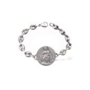 pulsera escapulario en plata. virgen del carmen y sagrado corazón