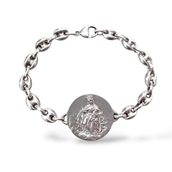 Pulsera escapulario  Virgen del Carmen y Sgrado corazón. Grande