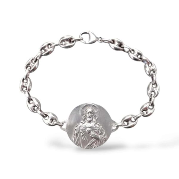 Pulsera escapulario  Virgen del Carmen y Sgrado corazón. Grande - Imagen 2