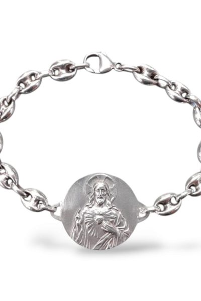 pulsera escapulario plata virgen del carmen y sagrado corazón joyeria-plata-granada