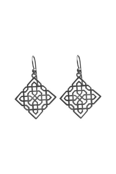 pendientes celosía en plata de ley con diseño geométrico intrincado joyeria-plata-granada