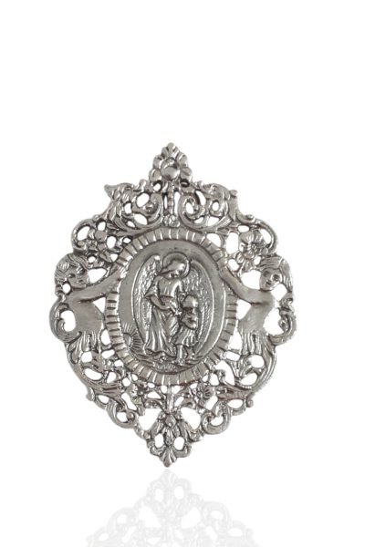 medalla de cuna ángel de la guarda grande. plata